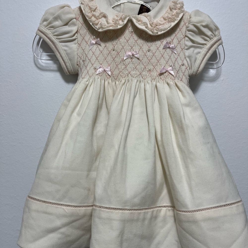 Middleton Winter White Silk Hand Smocked Dress